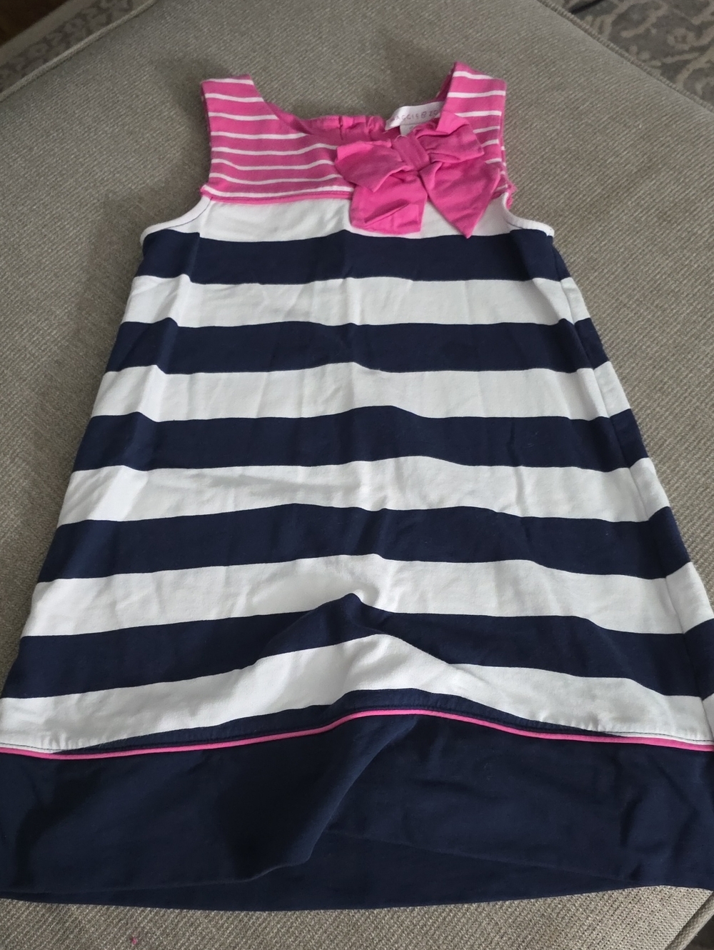 Maggie & Zoe Navy and White Striped Dress with Pink Accents